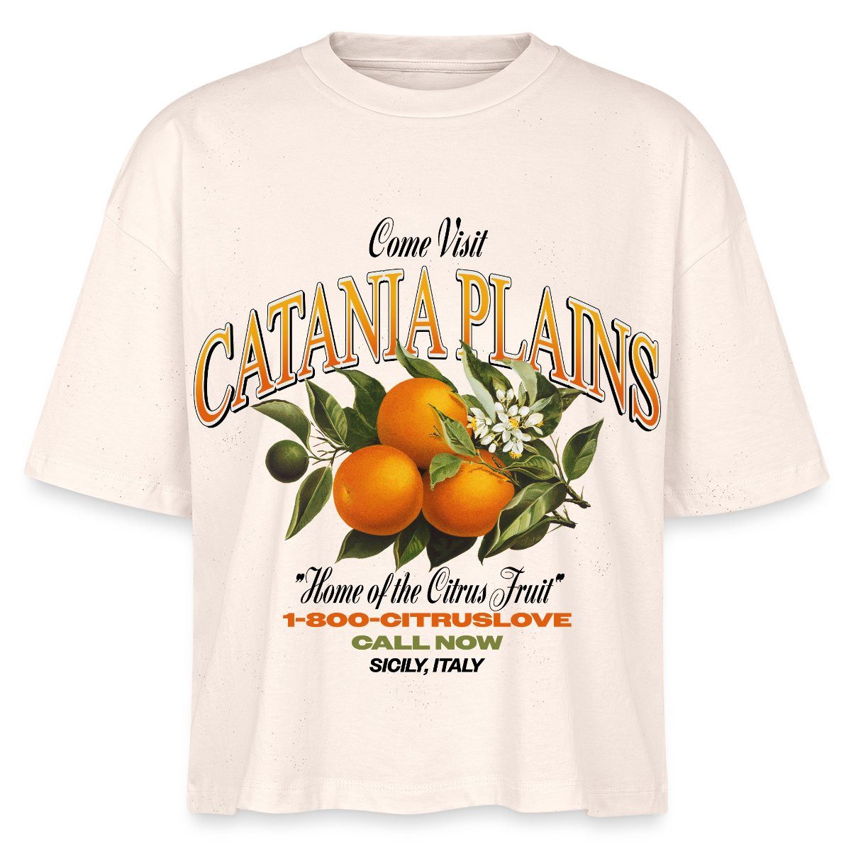 Spreadshirt T-Shirt Italien Urlaub Catania Orangen Paradies Boxy Shirt Damen (1-tlg)