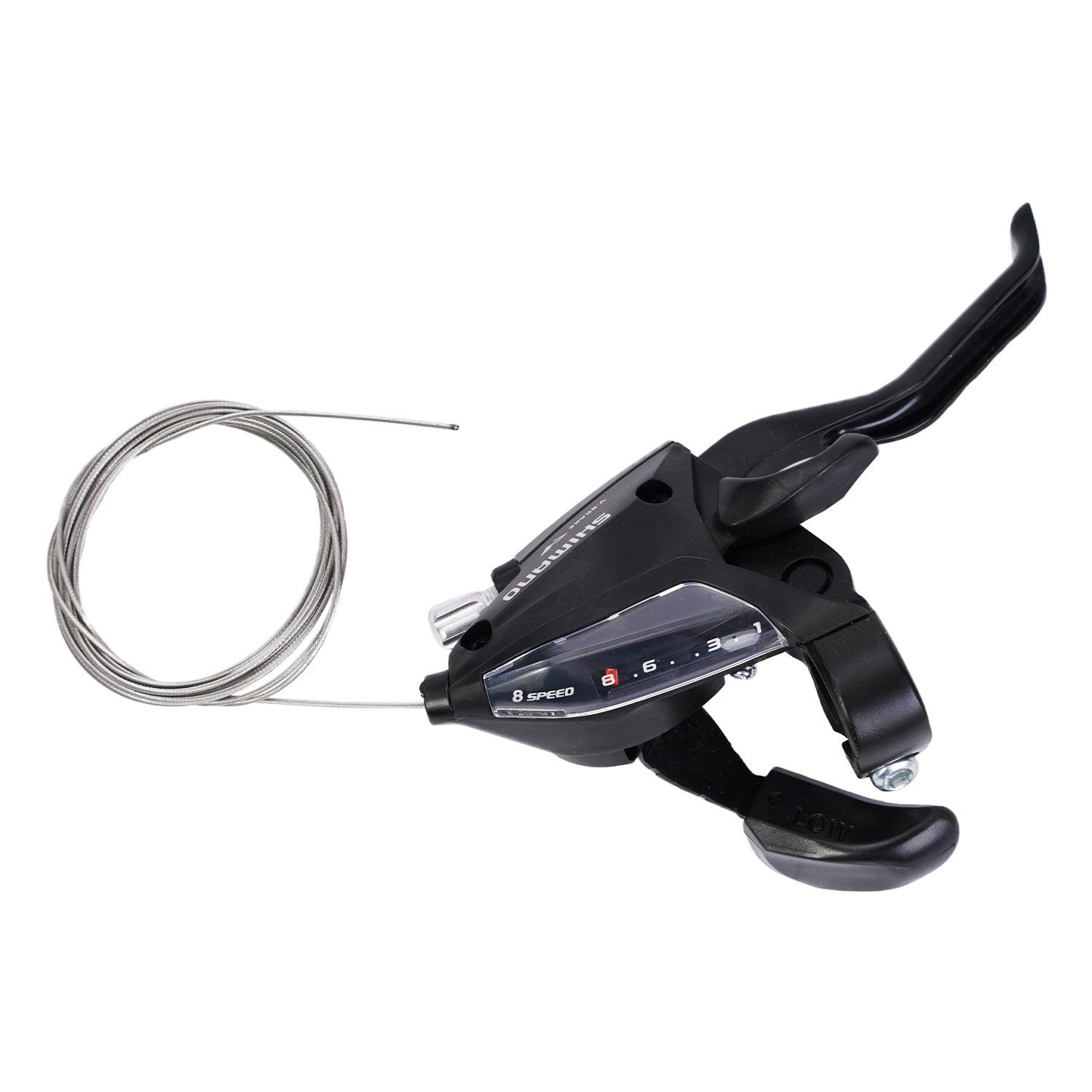 Shimano Felgenbremse SIS Fahrrad Schalthebel 8-Fach Bremshebel, Rechts 2-Finger ST-EF500-8R, Ohne Gruppenzugehörigkeit z.B. für Altus, Acera, Alivio geeignet, Bremse für V-Brake mit Power-Modulator, Cantilever- und Rollenbremse