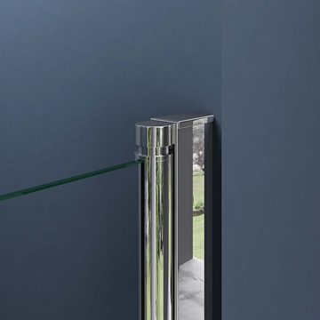 doporro Dusch-Falttür Nischentür ESG-Glas Klarglas Easy-Clean-Beschichtung Teramo26, 75x190 cm, Einscheibensicherheitsglas