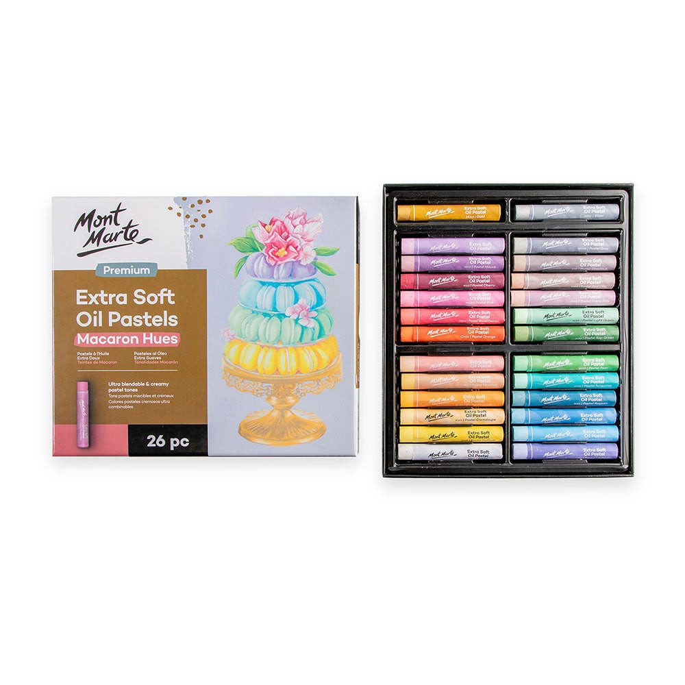 Mont Marte Pastellkreide - Extra weiche Ölpastellkreide Set - 26 / 39 Stk.- Macaron Farben, Für traumhaft lebendige Kunstwerke-Ideal geeignet für Anfänger & Profi