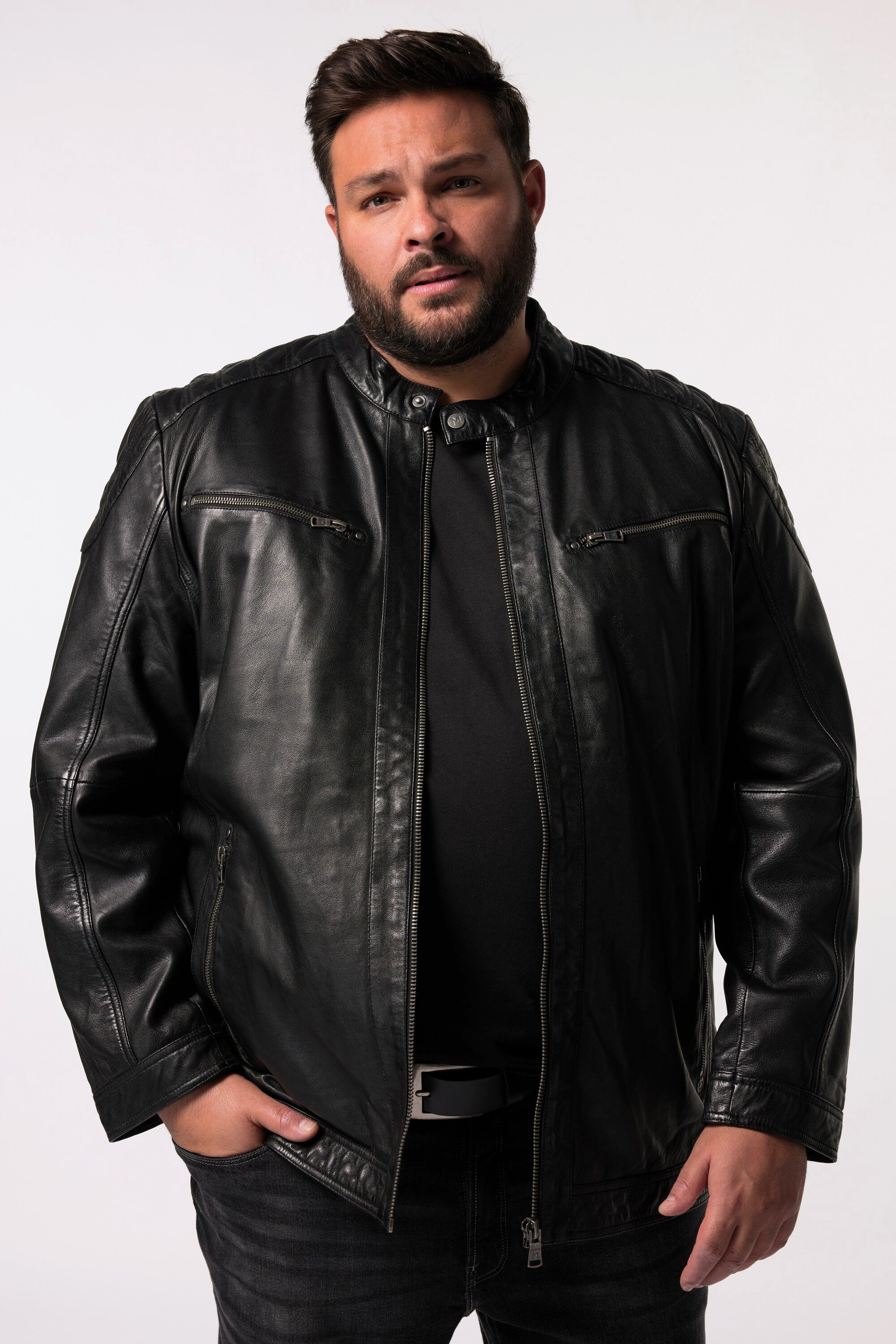 Men Plus Lederjacke Men+ Leder-Bikerjacke Leder günstig online kaufen