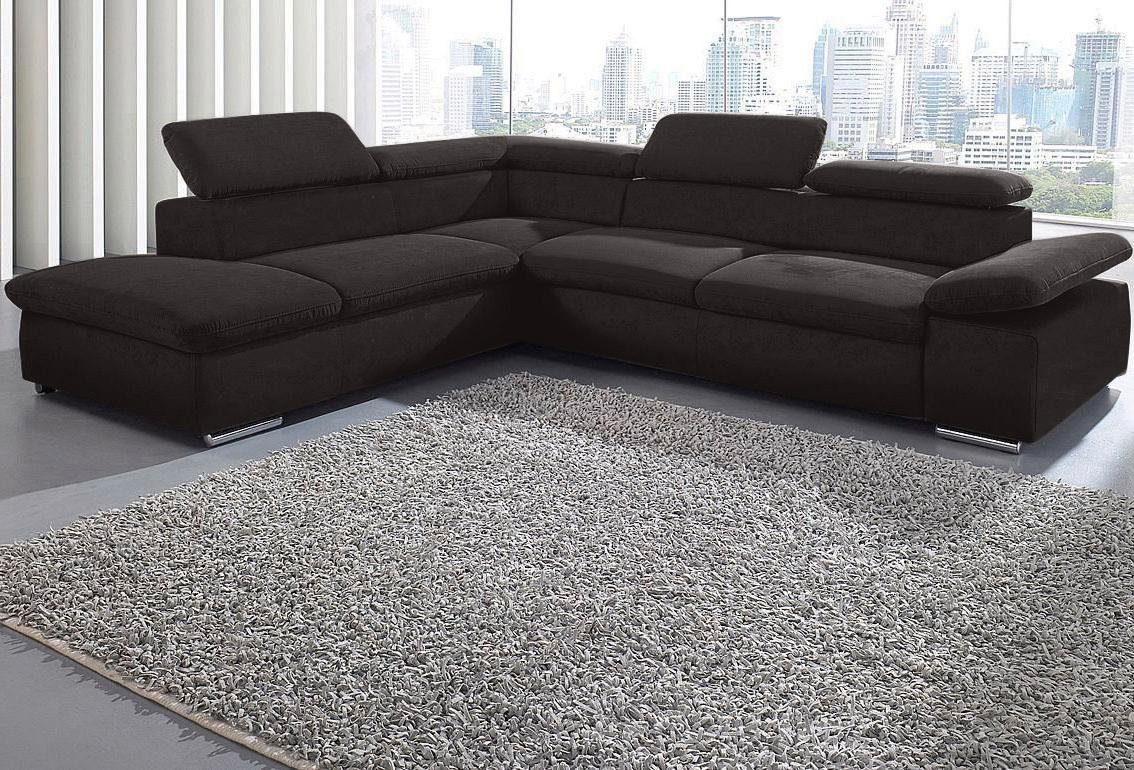 Ecksofa Valentine, L-Form, Armteil- & Kopfteilverstellung