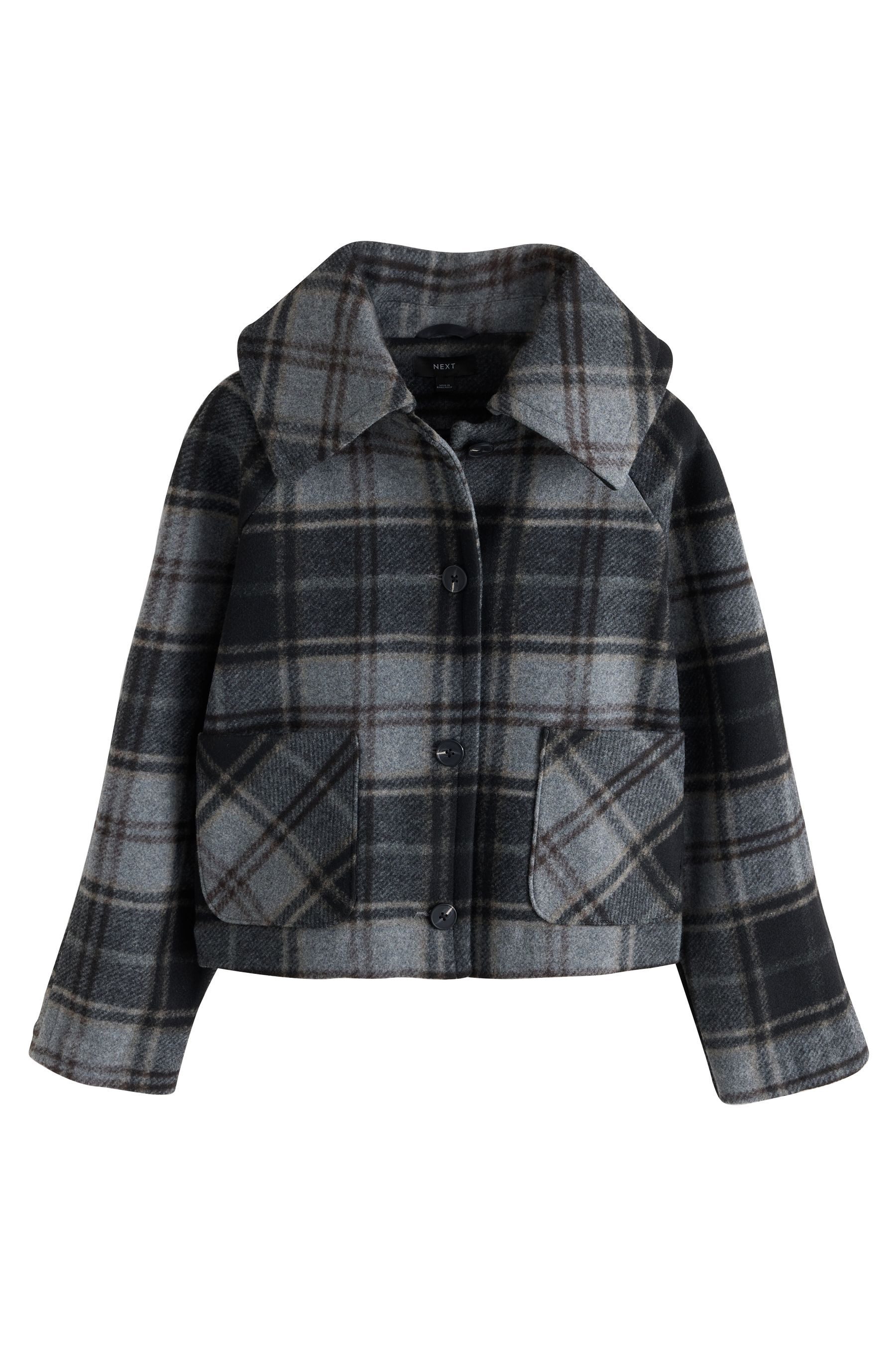 Next Kurzmantel Karierte, verkürzte Jacke mit Kragen (1-tlg)