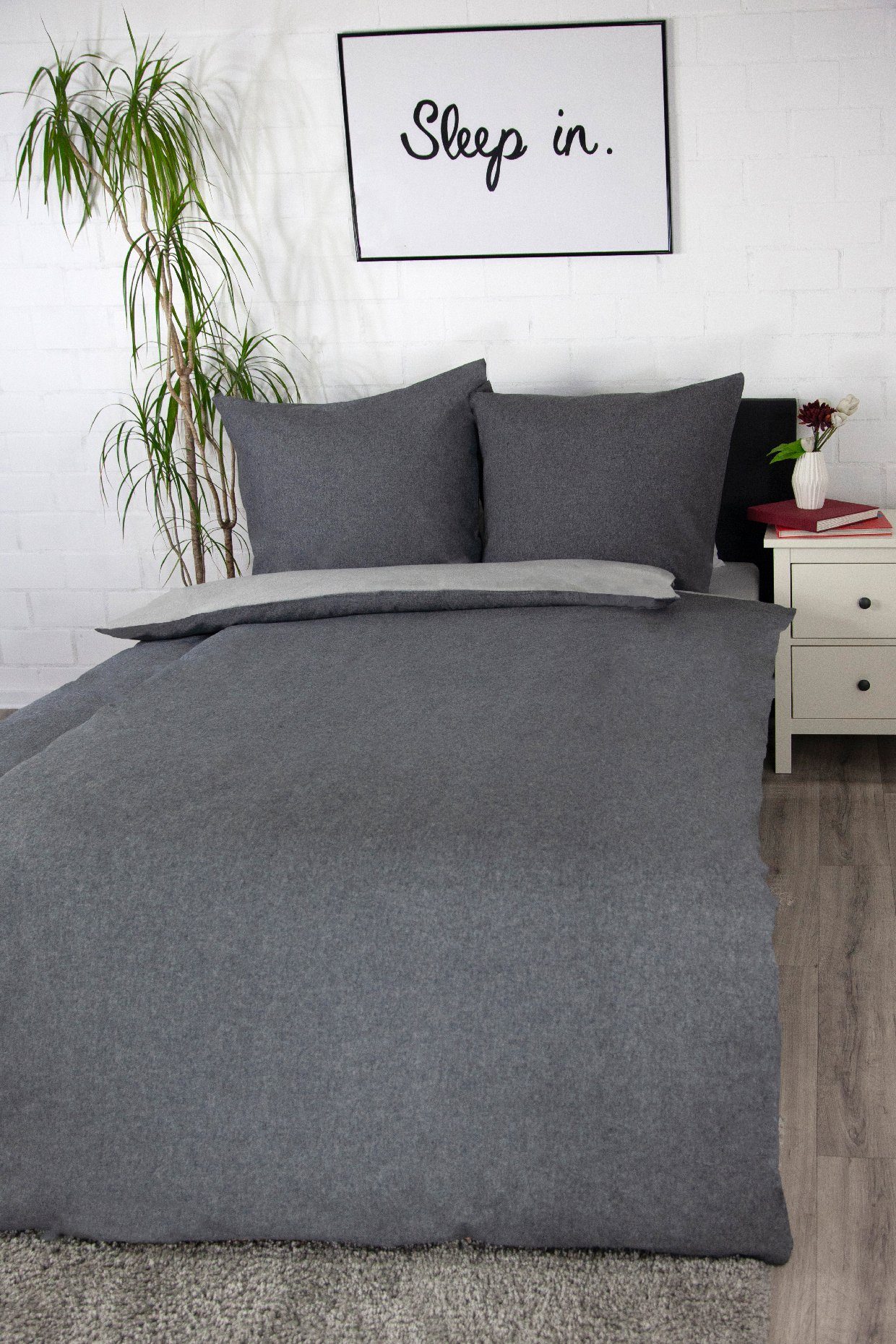 jilda-tex Bettwäsche, Flanell, 2 teilig, weich, warm im schönen Uni-Design günstig online kaufen