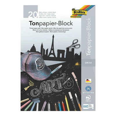 Folia Bastelkartonpapier, Tonpapier schwarz, Format DIN A4, 130 g/m², 20 Blatt