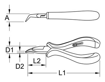 KS Tools Flachrundzange, Feinmechanikgebogen, 130 mm