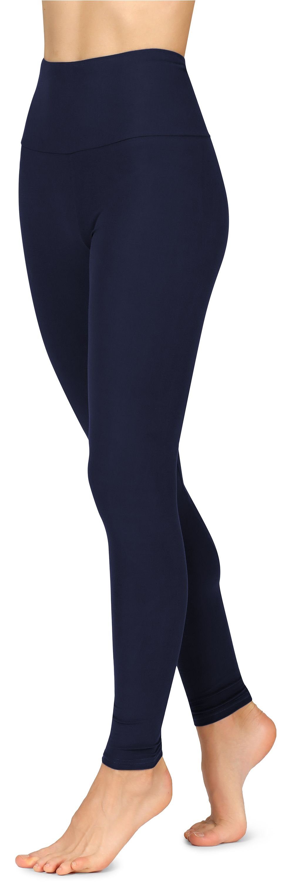 Damen Bund Leggings Marineblau Style Lange (1-tlg) MS10-300 Leggings Merry elastischer