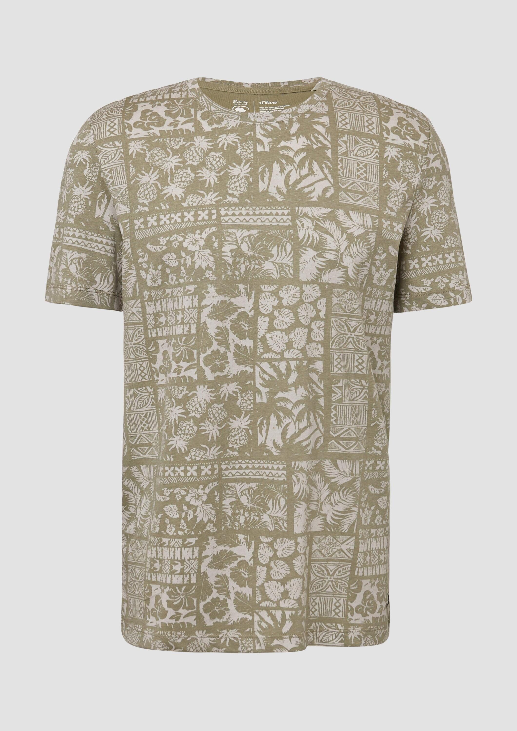 s.Oliver Kurzarmshirt T-Shirt Baumwoll-T-Shirt mit All-over-Print