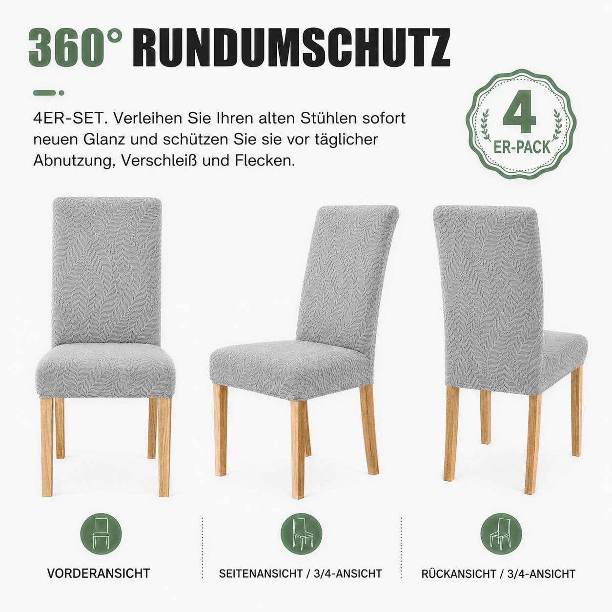 BlingBin Stuhlhusse Stretch Stuhlhussen für Esszimmer,waschbar Dekoration Stuhlschutz, Komfort Stuhlbezug für Küche Esszimmer Hotel Bankett – Bild 4 von 5