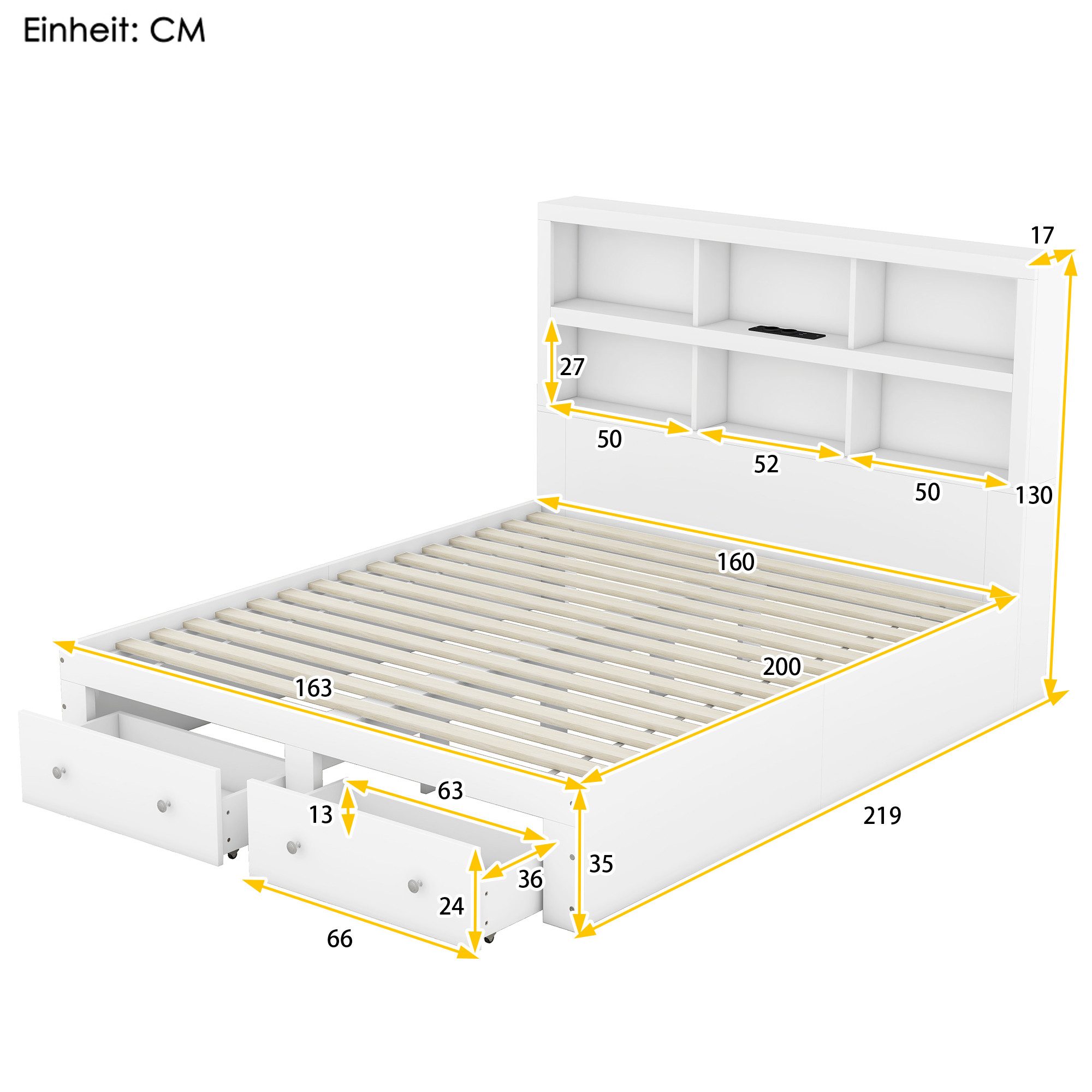 TavilaEcon Holzbett Doppelbett Kingsize-Plattformbett mit zwei günstig online kaufen