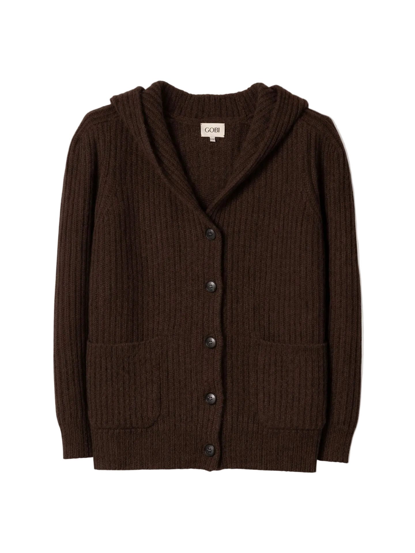 Kapuzenpullover Kaschmir-Cardigan mit Kapuze und breiten Schultern