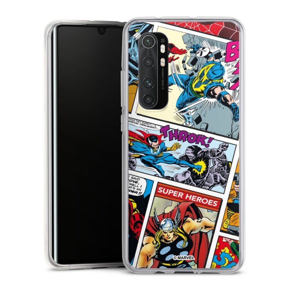 DeinDesign Handyhülle Marvel Retro Comic Blue, Xiaomi Mi Note 10 lite Silikon Hülle Bumper Case Handy Schutzhülle