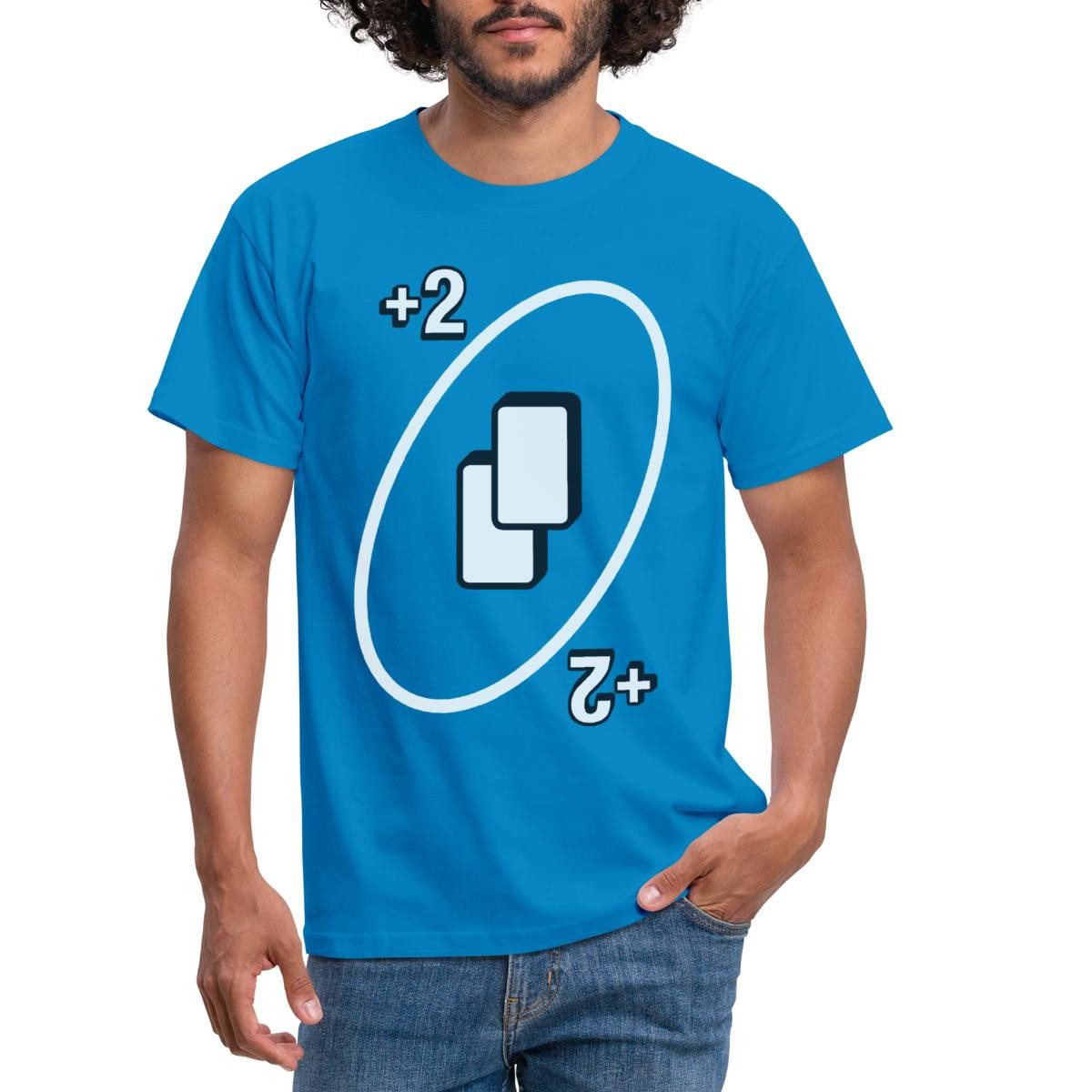 Spreadshirt T-Shirt UNO Karten Kostüm +2 Zwei-Ziehen-Karte Männer T-Shirt ( günstig online kaufen