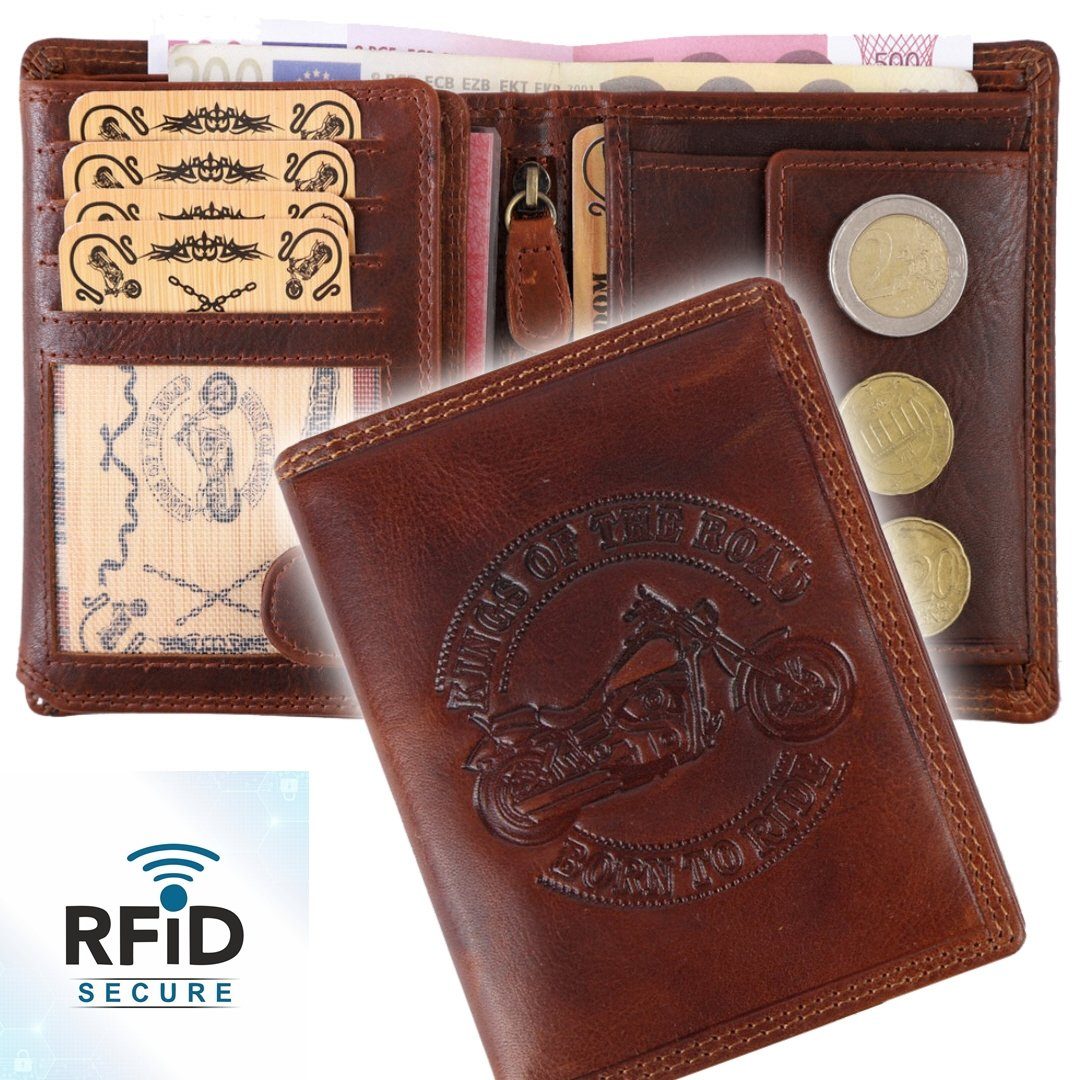 Brieftasche Schutz Portemonnaie Leder Geldbeutel Druckknopfverschluss, Männerbörse, Herren SHG RFID Börse Kreditkartenfächer, Münzfach, Geldbörse