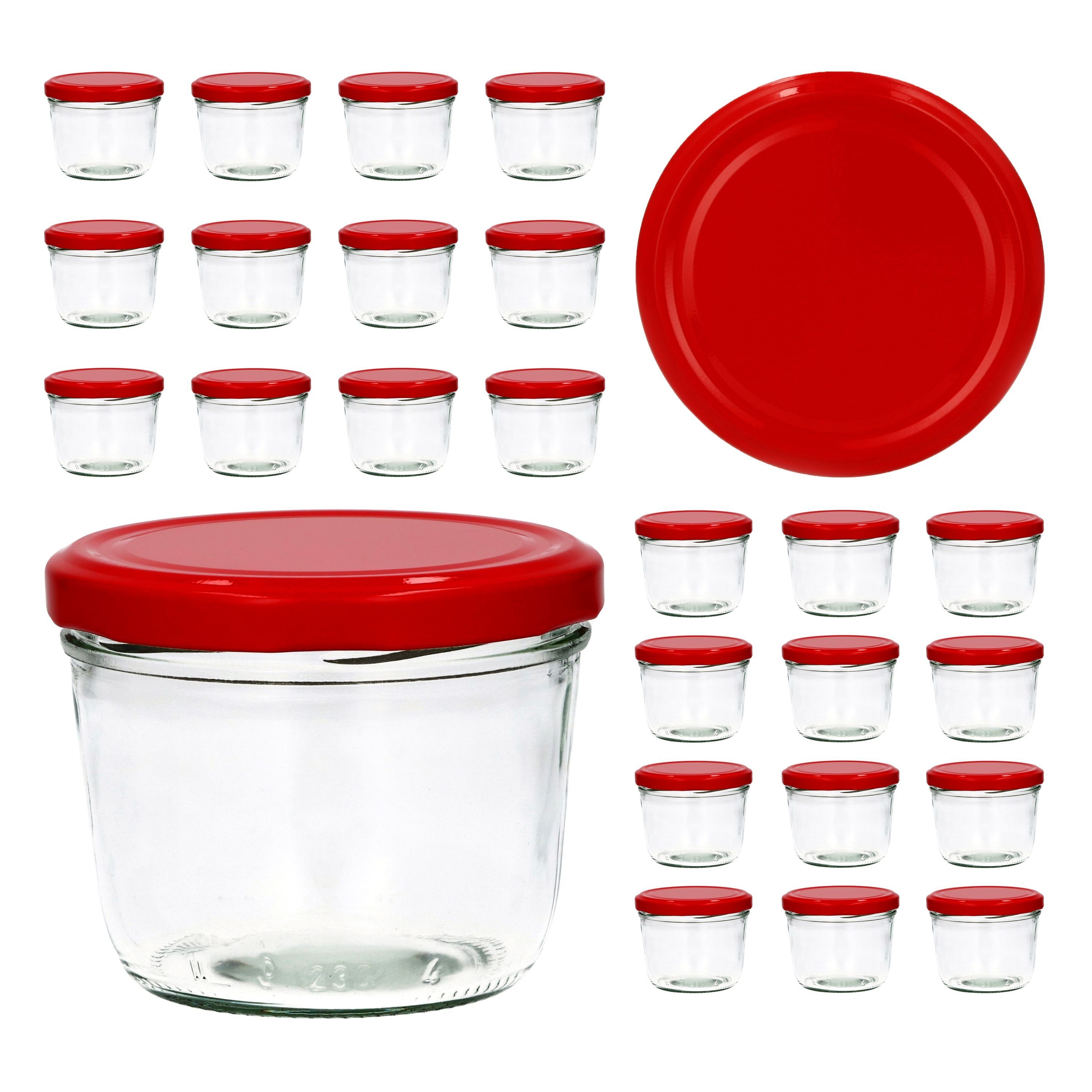 MamboCat Einmachglas CAPCRO 25er Set Sturzglas 230 ml To 82 Piros Deckel, Glas