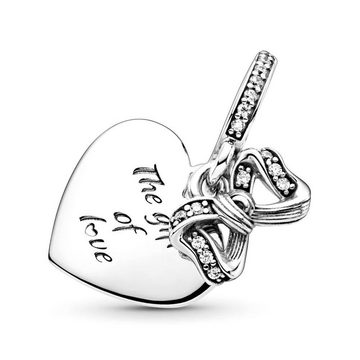 Pandora Charm-Einhänger Bow & Love Heart Damen Silber One size