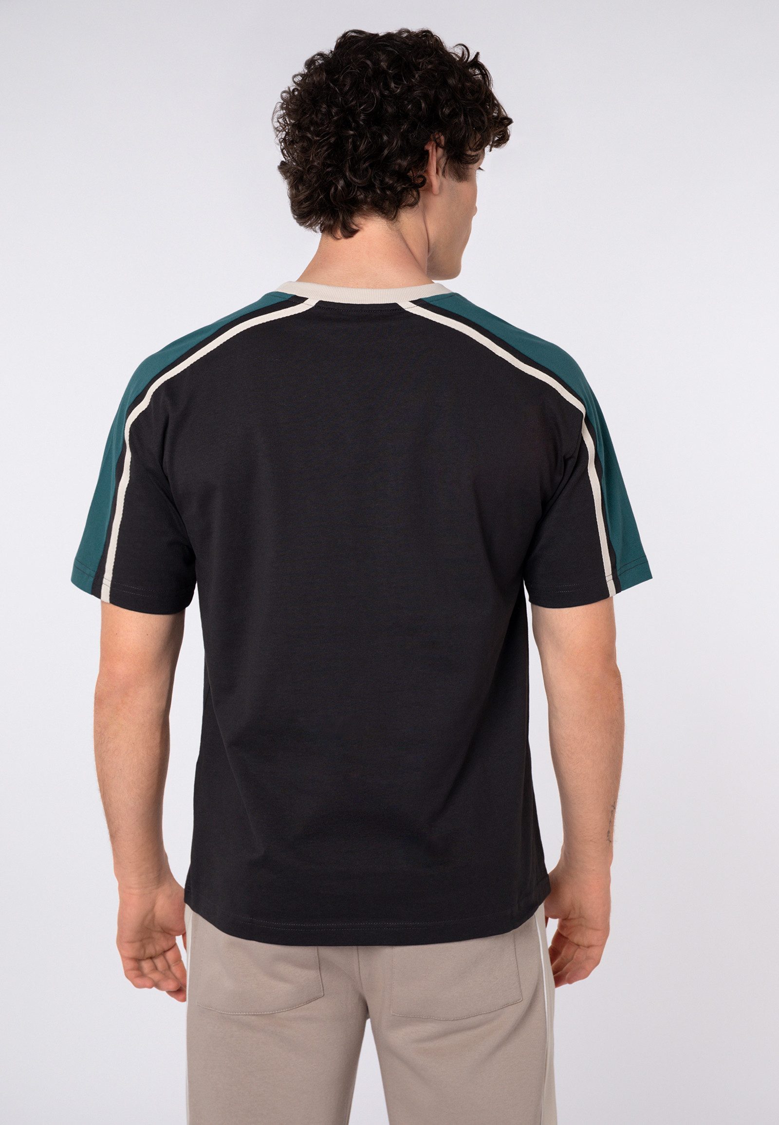 SUBLEVEL T-Shirt Herren Retro Shirt mit Print T-Shirt im Relaxed Fit mit Kontrasteinsätzen, Vintage-Print