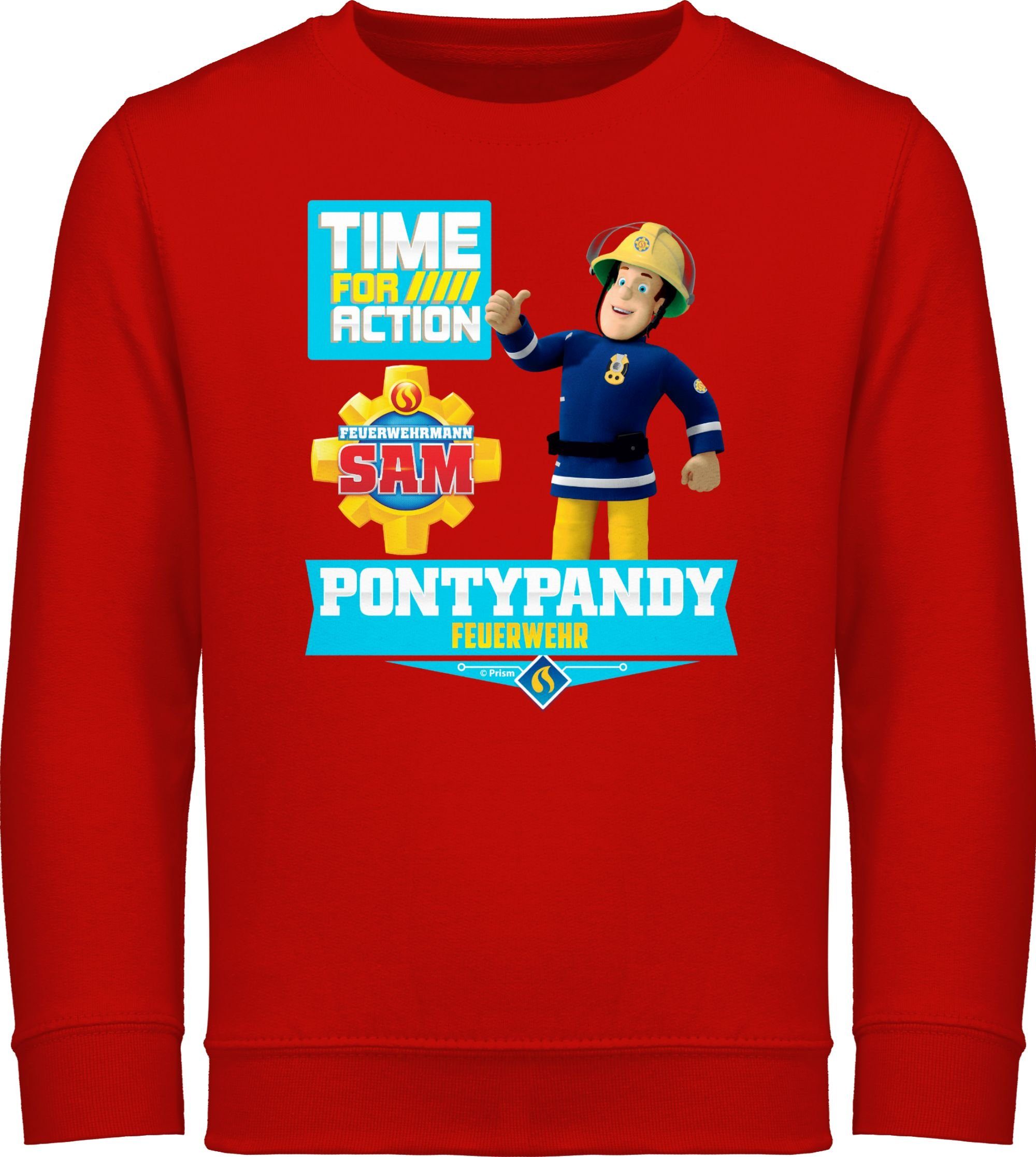 Shirtracer Sweatshirt Time for action - Pontypandy Feuerwehr Feuerwehrmann Sam Jungen 1 Rot