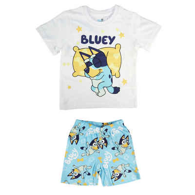 Bluey Schlafanzug Bluey Jungen Kinder Pyjama Shirt Shorts Gr. 92 bis 116 reine Baumwolle