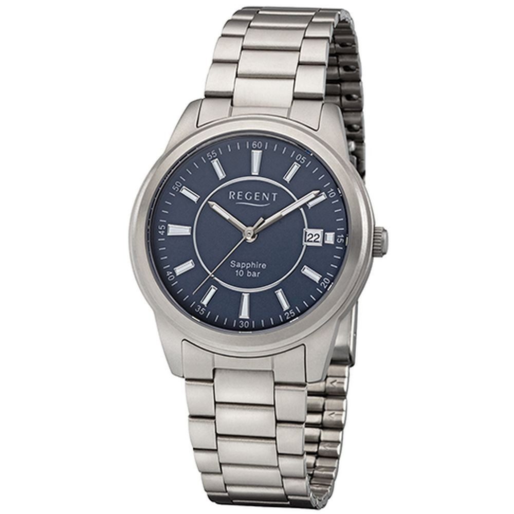 Regent Titanuhr REGENT Herren Armbanduhr W0204 blau D. 36 mm Titanband Saphirglas