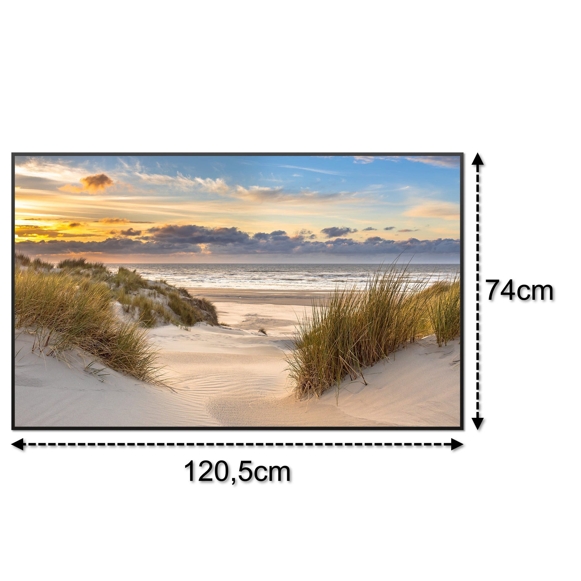 STEINFELD Heizsysteme Infrarotheizung Glas-Bild 900W, 120x74cm, Made in Germany, 7 Jahre Garantie, mit Thermostat, Schwarz