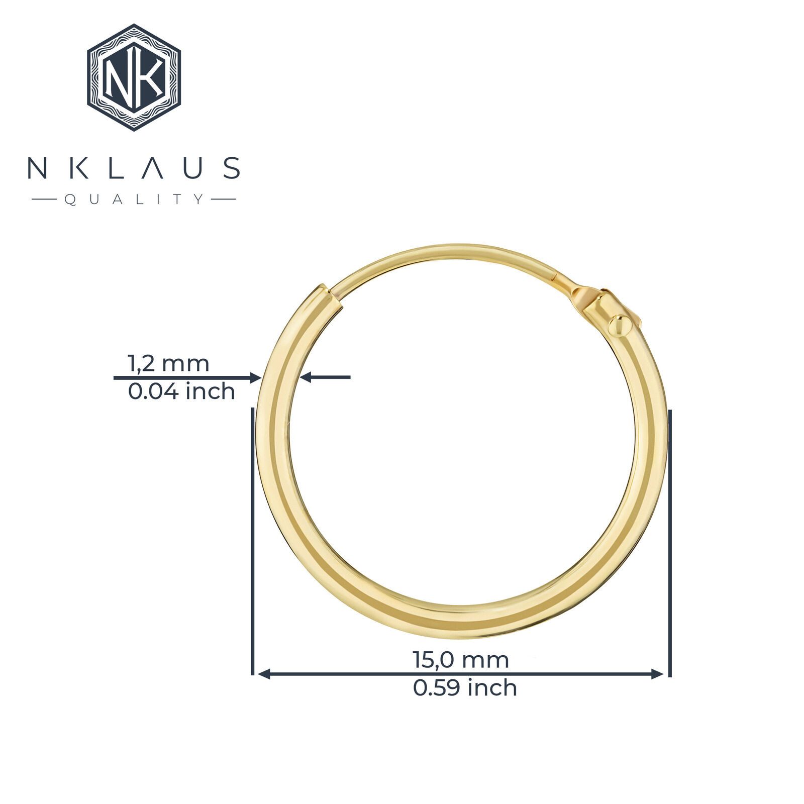 NKlaus Single-Creole 585 Echt Gold Einzel Herren Creole Ohrring Ohrschm – Bild 3 von 5