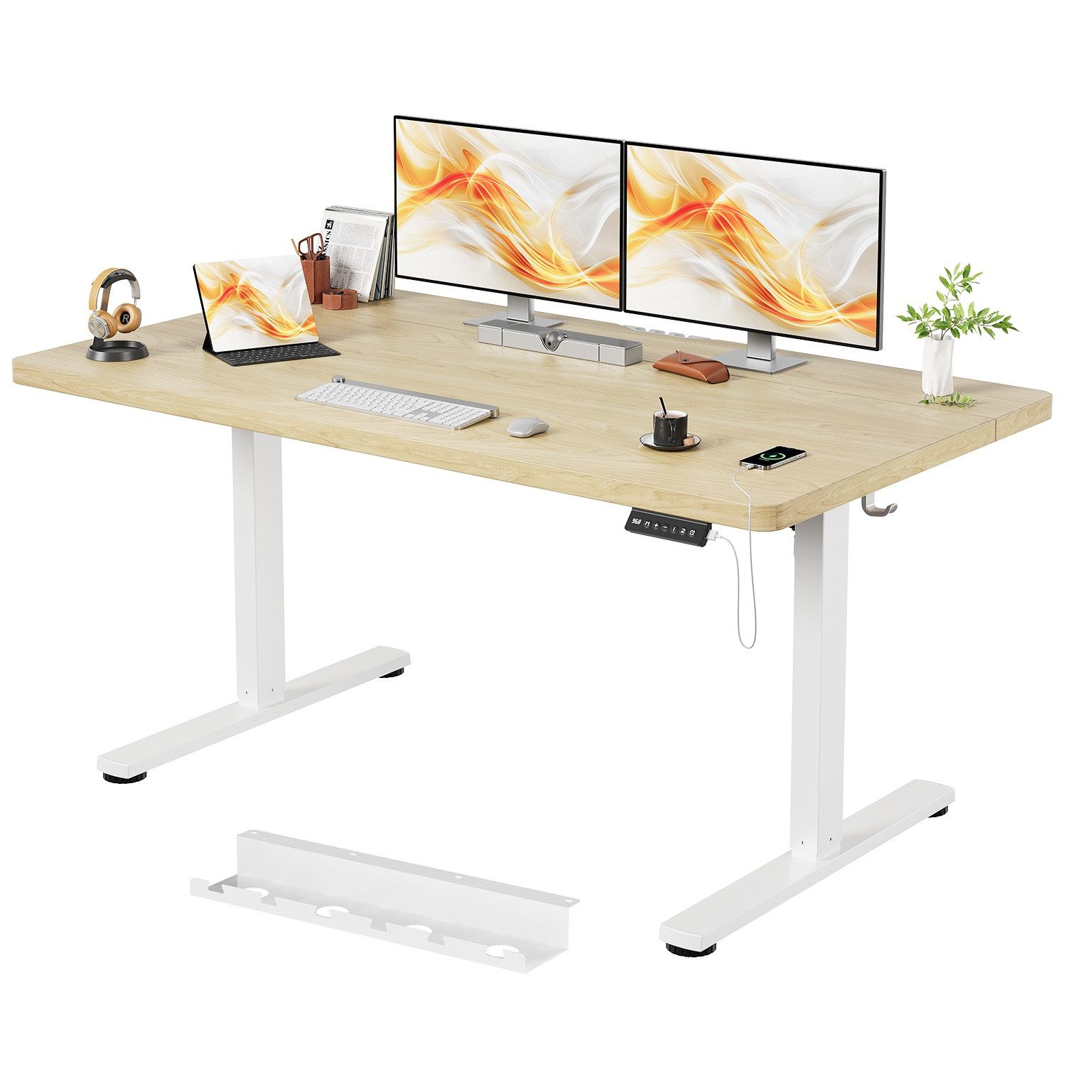 HOMALL Schreibtisch Tisch mit Speicherfunktion und Sitzpausen-Erinnerung, 18 mm dick (Maße 140x70/160x80,6-Tasten-Handsteuerung mit LED-Anzeige,mit Kabelmanagement, ideal für Homeoffice und Büro)