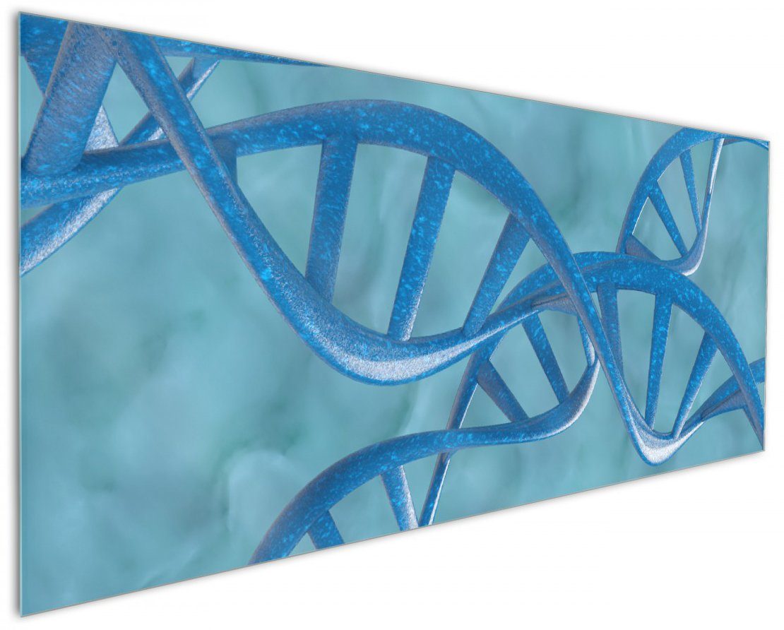 Wallario Küchenrückwand DNA-Strang in blau auf türkisem Hintergrund, (1-tlg)