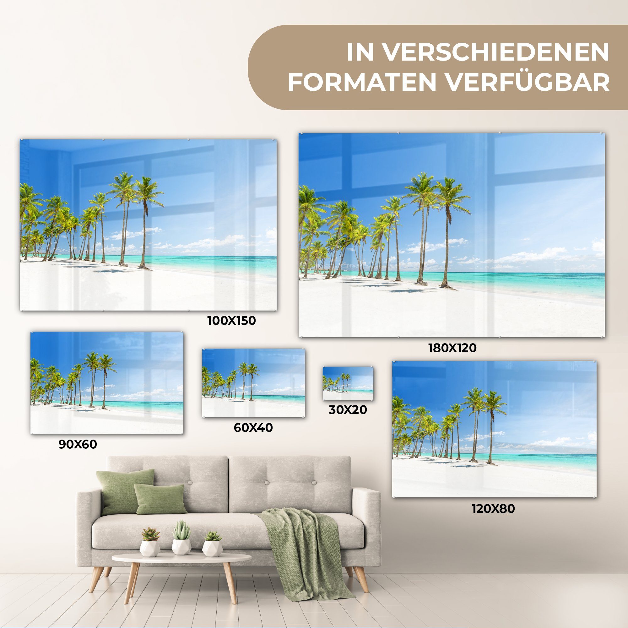 Acrylglasbilder Wohnzimmer Tropisch Palme, MuchoWow & (1 Strand St), - Schlafzimmer Acrylglasbild -