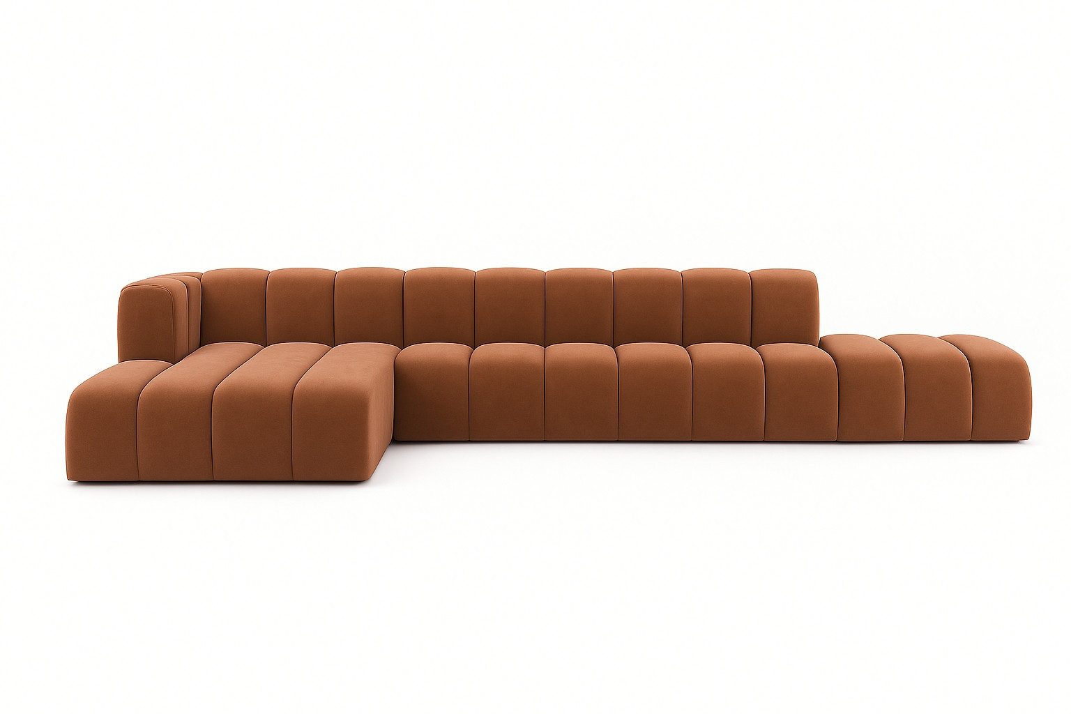 Kaiser Möbel Ecksofa luxuriöses modulares Premium-Sofa im Veloursstoff GRAND L mit Hocker, Ecksofa + Hocker, Modulares L-Ecksofa,freistehender Hocker,Premium-Velours Salvador