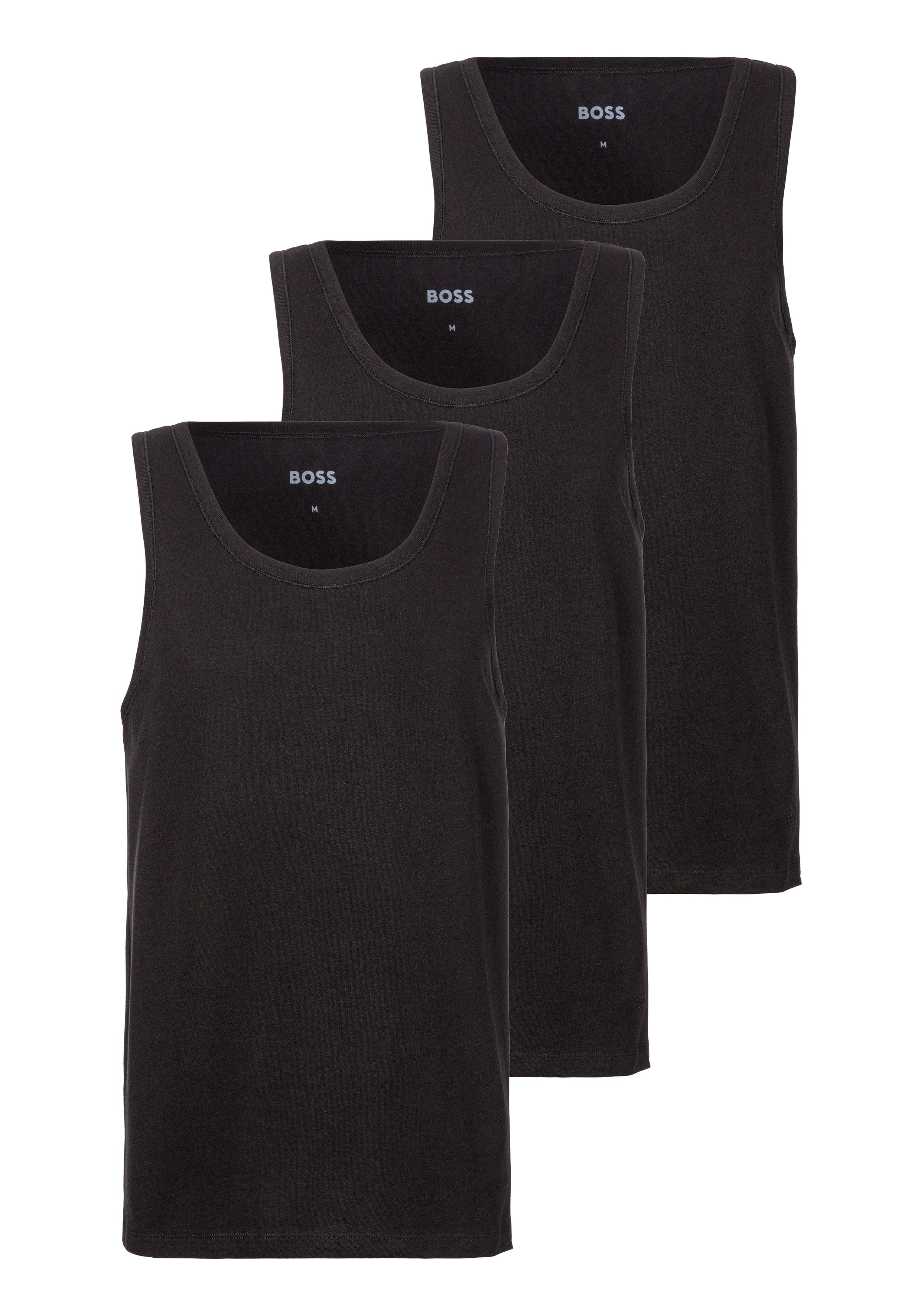 BOSS Unterhemd Tank Top 3P CO (Packung, 3-St) mit Rippbündchen