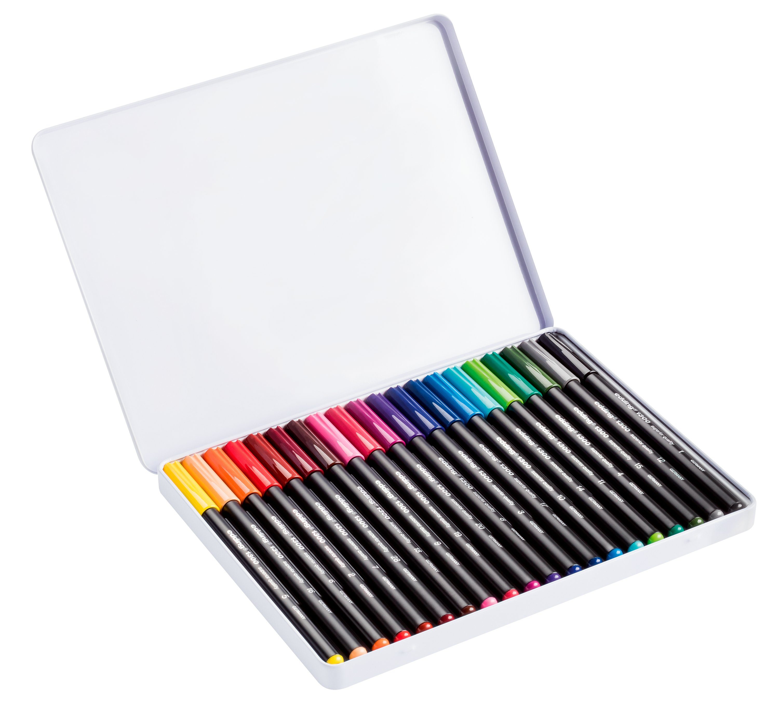Faserstift in 2 Stifte-Box 20er-Set Pen 1300 edding mm, Color Blechbox