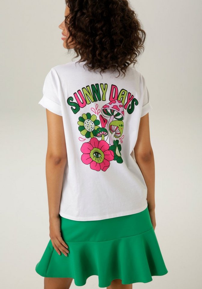 Aniston CASUAL T-Shirt mit phantasievoll bedrucktem Rücken- NEUE KOLLEKTION