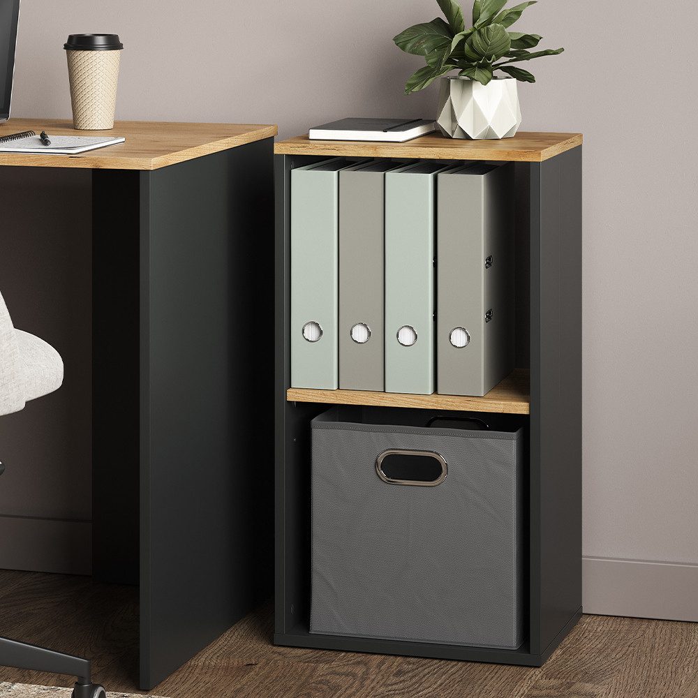 Vicco Bücherregal Tomy, Anthrazit/Goldkraft Eiche, 40 x 74 cm mit 2 offenen Fächern, 1-tlg.