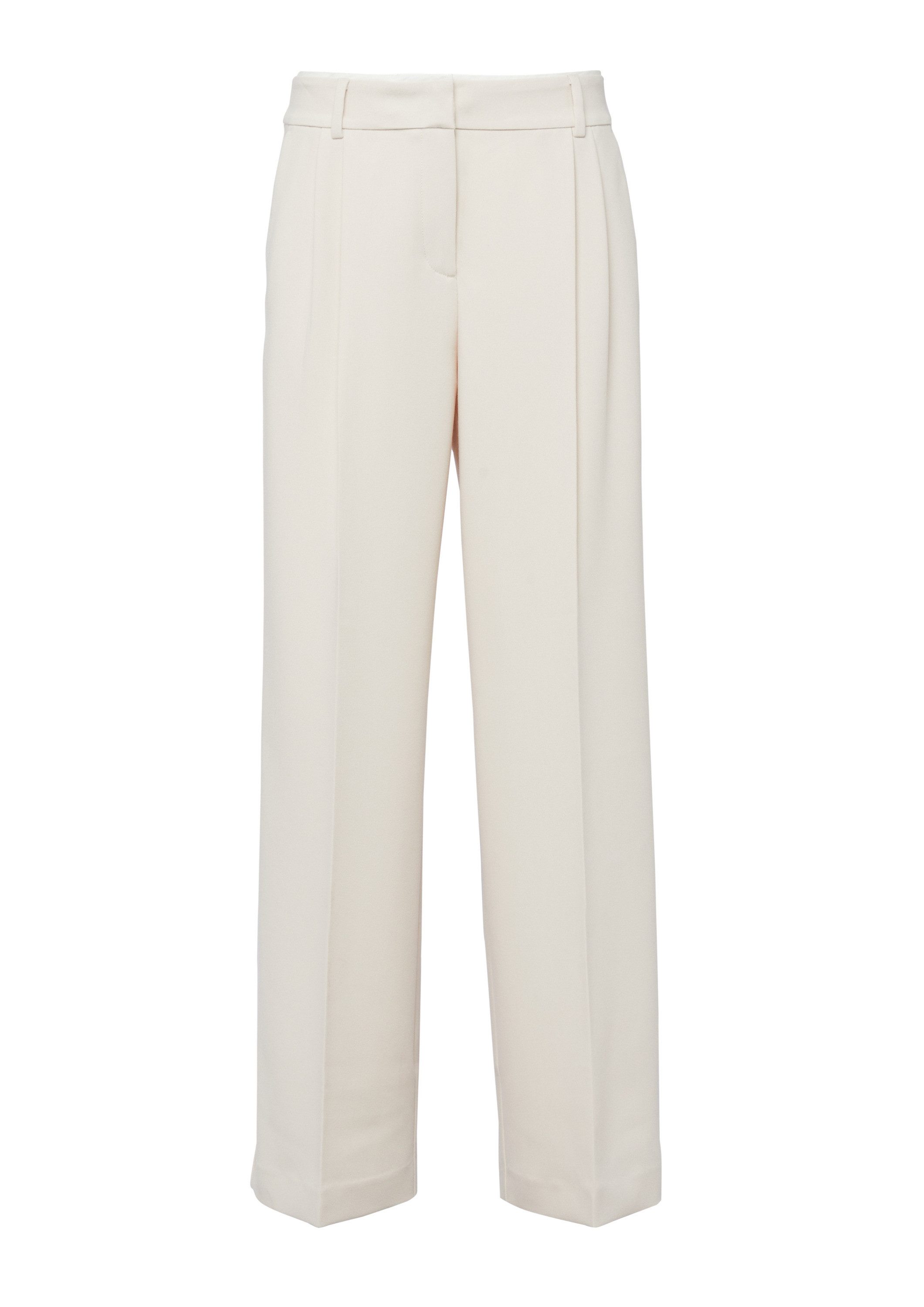 comma Chinos Hose Wide-Leg-Hose mit Falten und doppeltem Bund