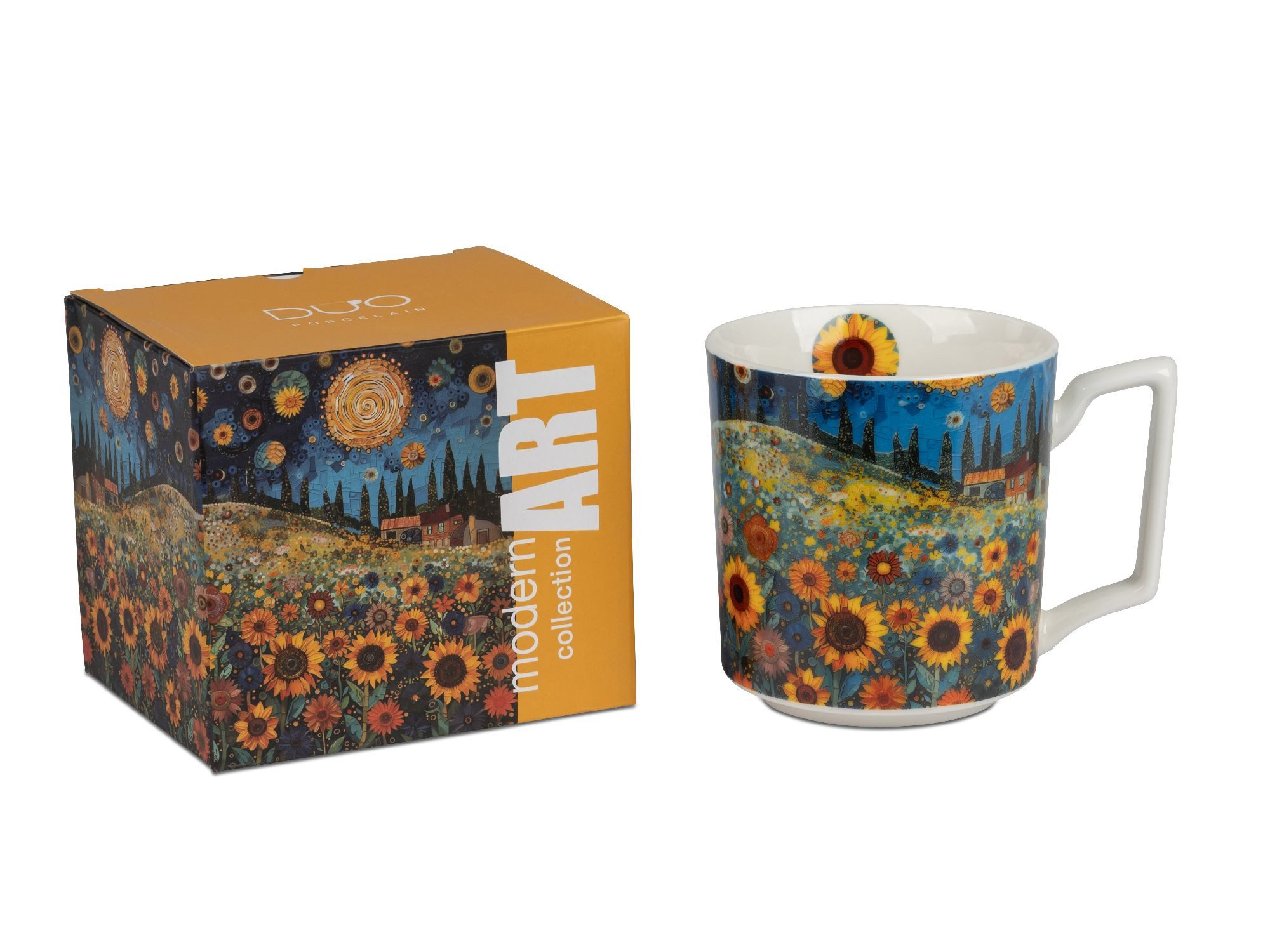 formano Tasse Modern Art, Porzellan, Spülmaschinengeeignet, Weiß, Motiv: Sonnenblumen