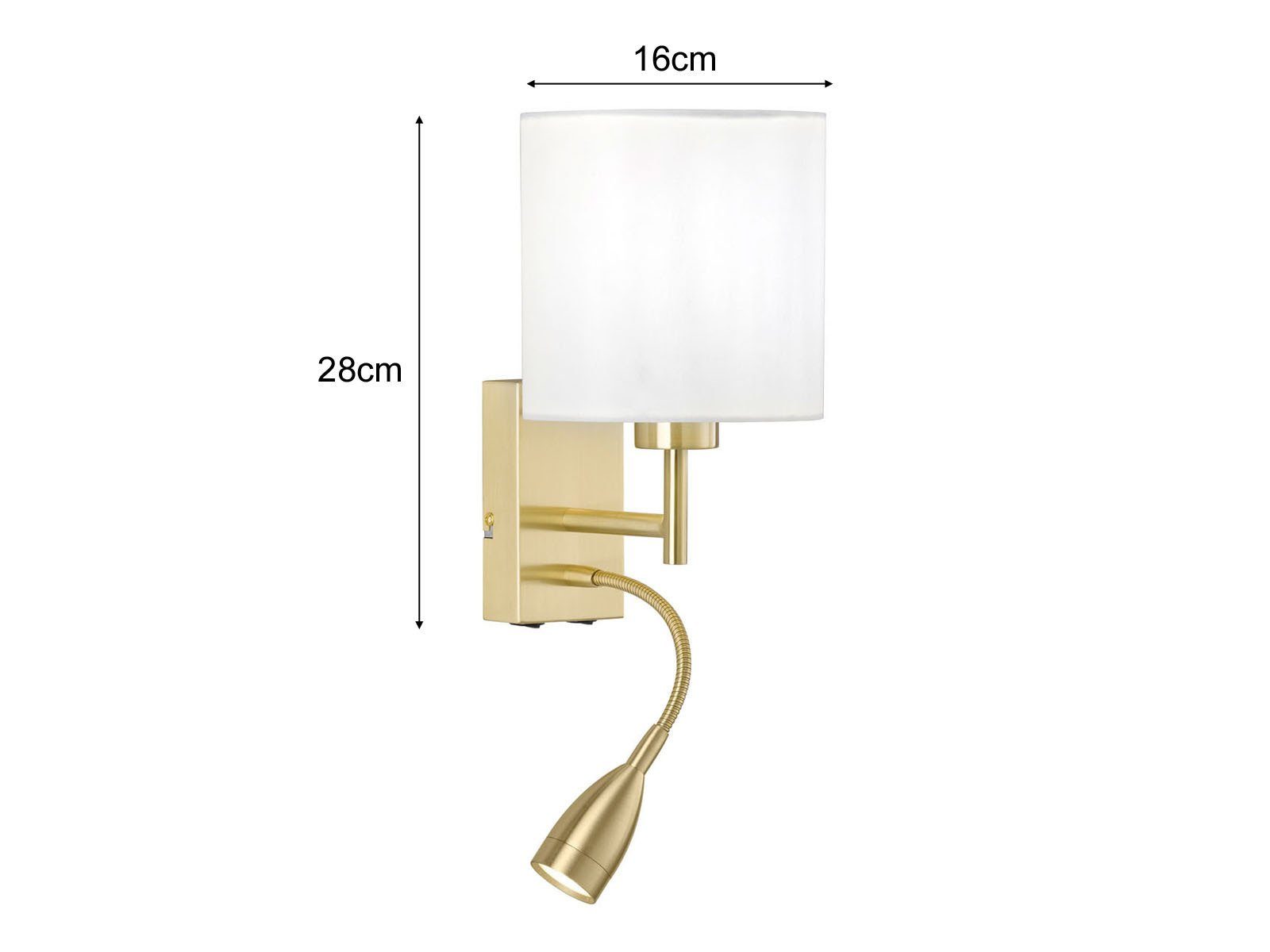 FISCHER & HONSEL LED Leselampe, LED wechselbar, LED fest integriert, Warmweiß, Wandleuchte innen Lampenschirm Stoff & Schalter, Bett-Lampe Nachttisch