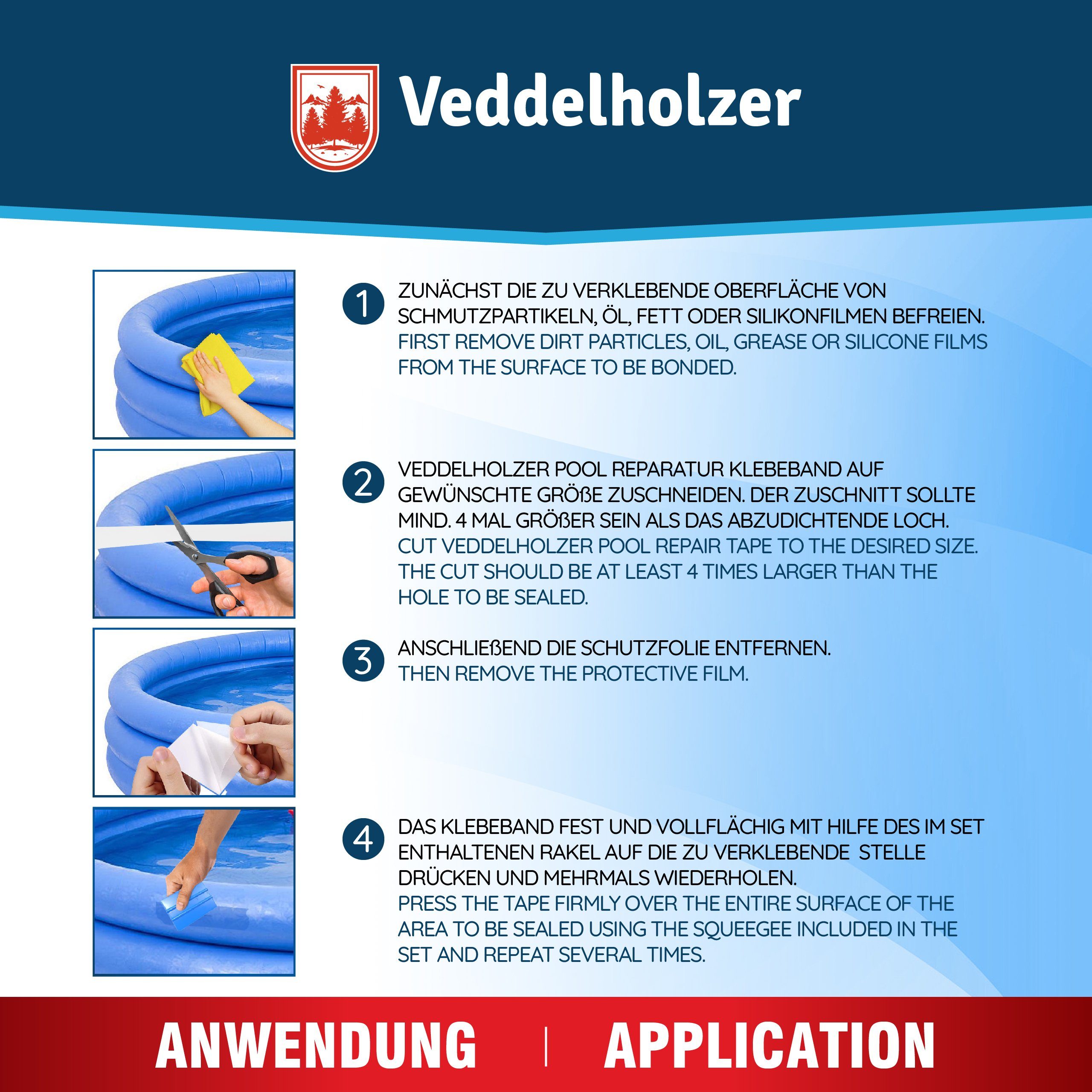 Veddelholzer Klebeband Reparaturset wasserdichtes Unterwasser Klebeband Pool zum Abdichten (Unterwasser einsetzbar, Transparentes Abdichtband, Flex Tape, Flickz – Bild 3 von 5