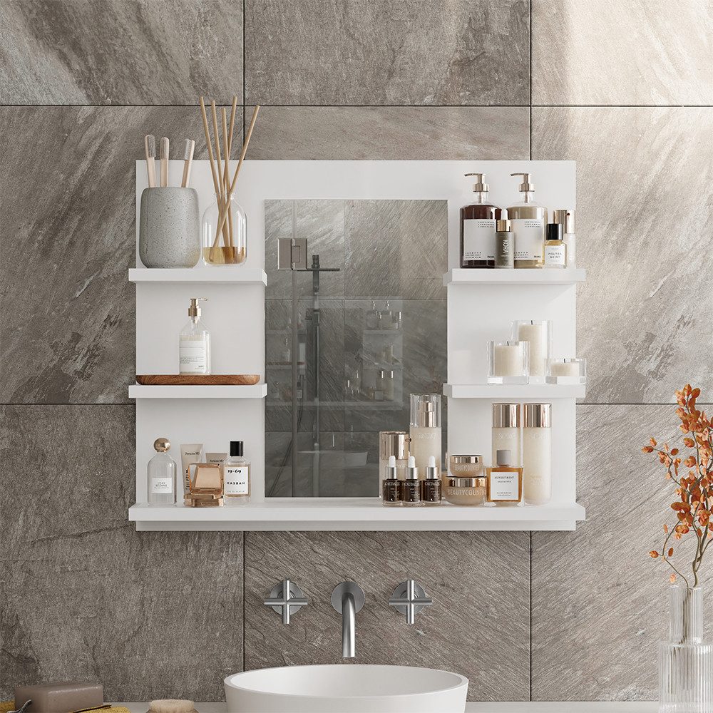 Vicco Badezimmerspiegelschrank Wilbur, Weiß, 58.8 x 50 cm mit Regalen (1-St)