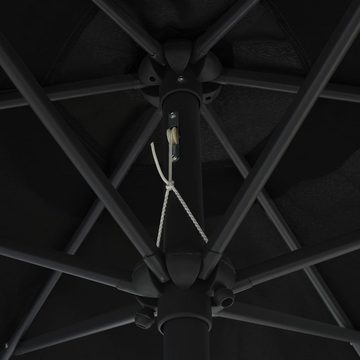 vidaXL Sonnenschirm Sonnenschirm mit LED-Leuchten Aluminium-Mast 270 cm Schwarz