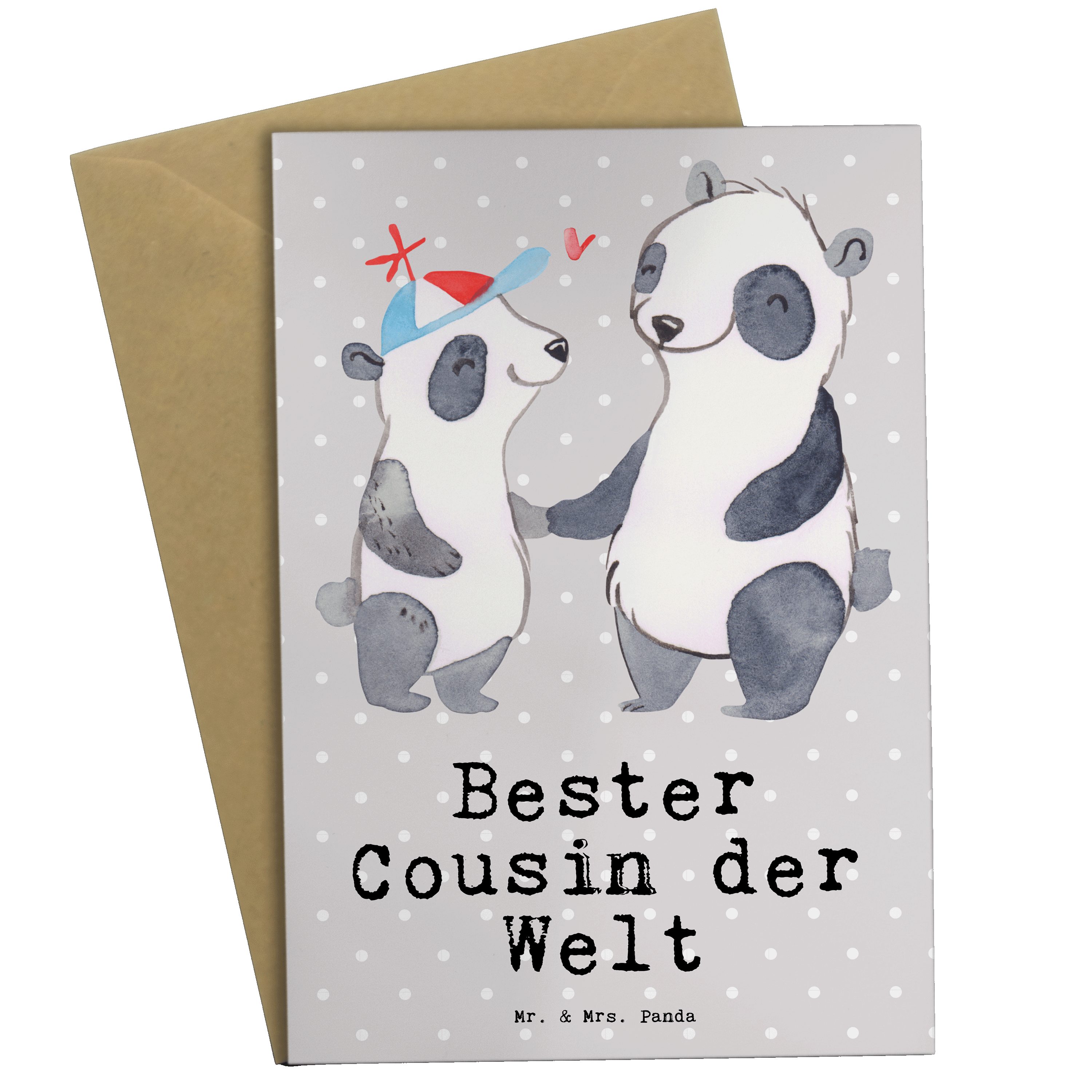 Panda - Kousin, Grußkarte & Geschenk, Bester Einla Mr. Grau Panda Mrs. Cousin der - Welt Pastell