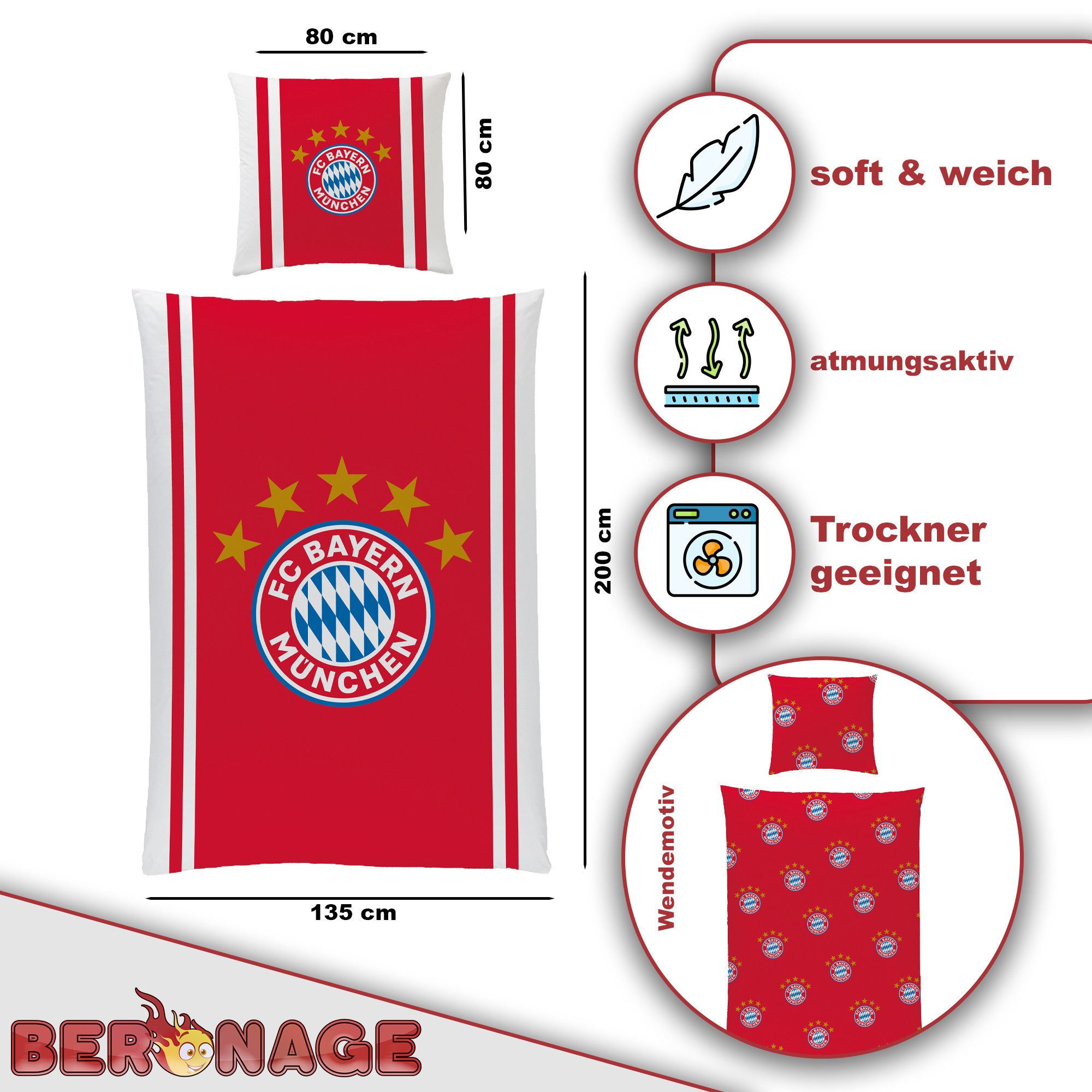 BERONAGE Wendebettwäsche FC Bayern München Mia San Mia Bettwäsche Linon / R günstig online kaufen