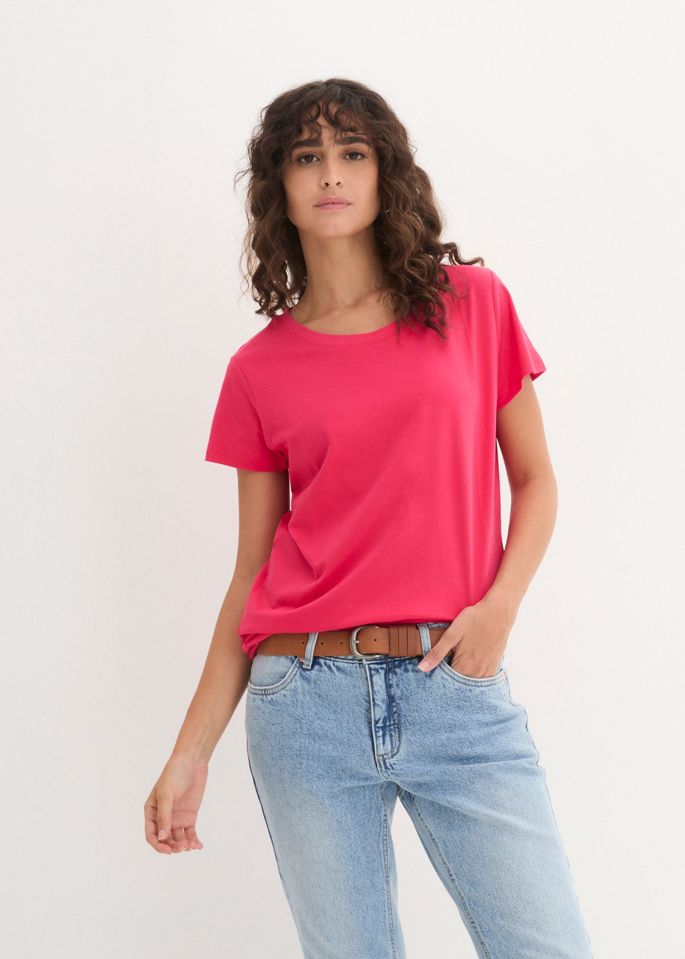 bonprix T-Shirt (Packung, 5-tlg) Rundhals-Ausschnitt, mit kurzem Arm