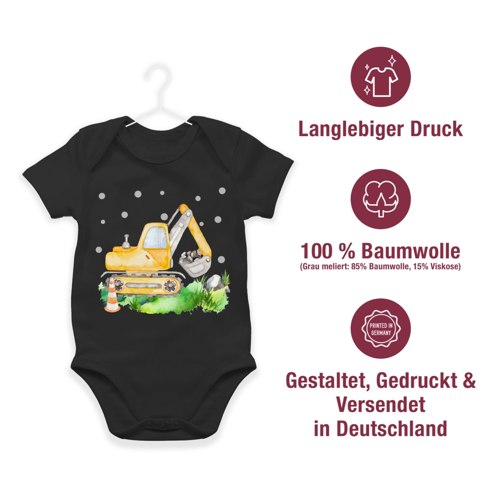 Baggerfahrer Baumaschine Baustelle Schwarz Bagger Baby Shirtbody 3 Geschenk Fahrzeuge Shirtracer Andere -