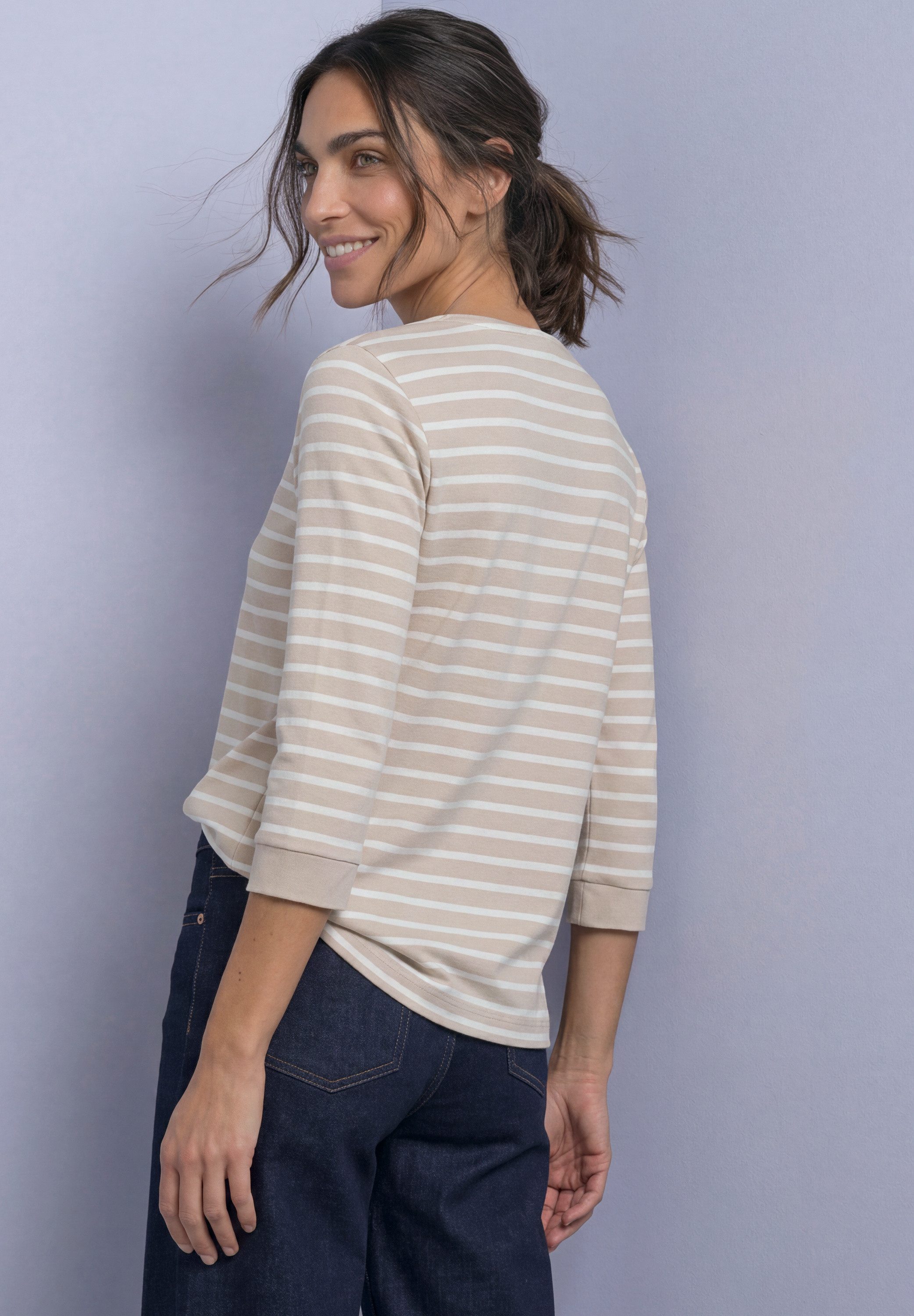 STREET ONE 3/4-Arm-Shirt Streifenshirt, Baumwolle, 3/4-Arm