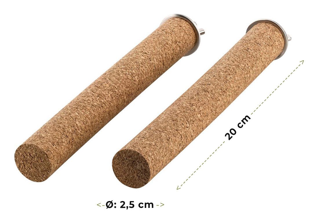 Kork-Deko.de Vogelspielplatz Vogelspielplatz 2er-Pack Vogelsitzstangen aus Presskork, Zum Spielen und Knabbern