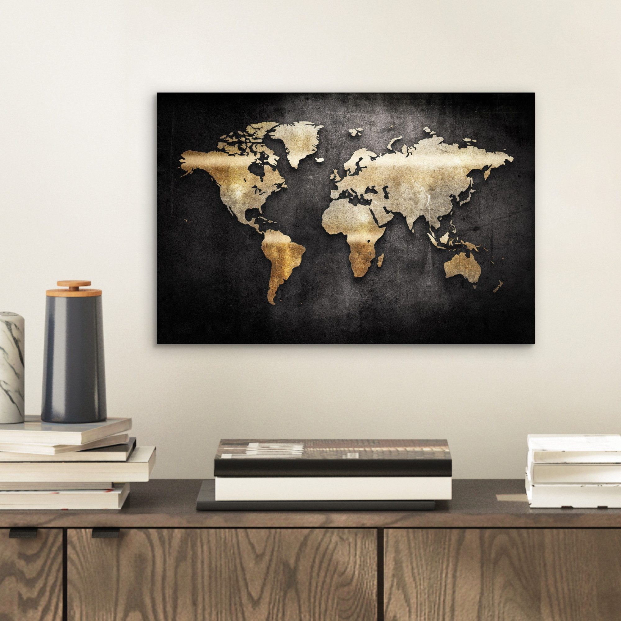 MuchoWow Metallbild Weltkarte - Gold - günstig online kaufen