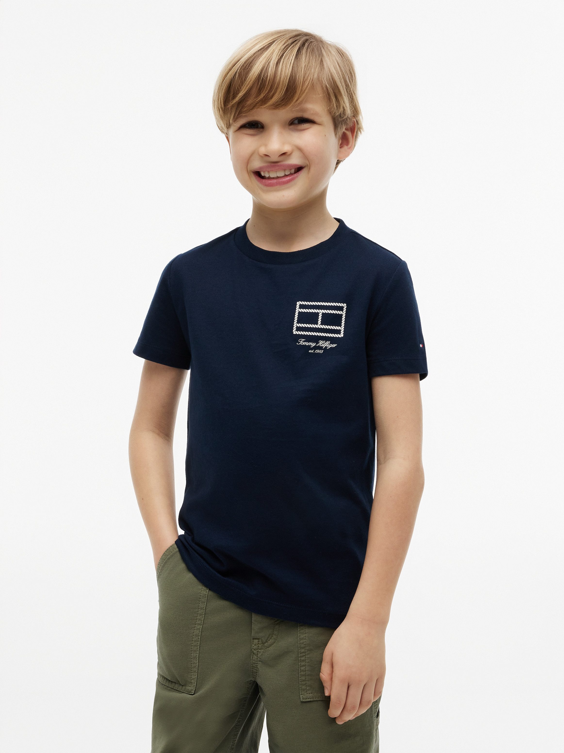 Tommy Hilfiger T-Shirt Rundhalsausschnitt, Regula Fit, reine Baumwolle, Kinder bis 16 Jahre