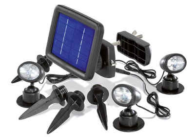 esotec LED Gartenleuchte BUVTEC Solarspot Trio mit DREI Spots schwarz und 2 Verlängerungskabeln