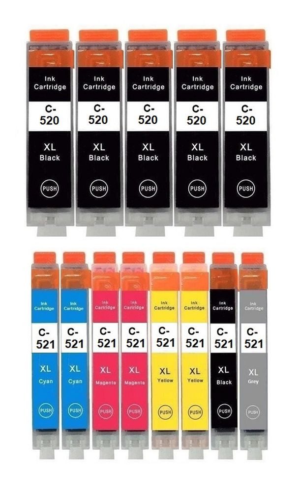 inkpro Kompatible Druckerpatronen PGI-520 und CLI-521 Tintenpatrone (für Canon Pixma IP3600, IP4600, IP4600 X, IP4700, MP540, MP550, MP560, MP620, MP630, MP640, MP640 R, MP980, MP990, MX860, MX870, 13-tlg., PGI-520 CLI-521 schwarz, cyan, magenta, gelb, grau)